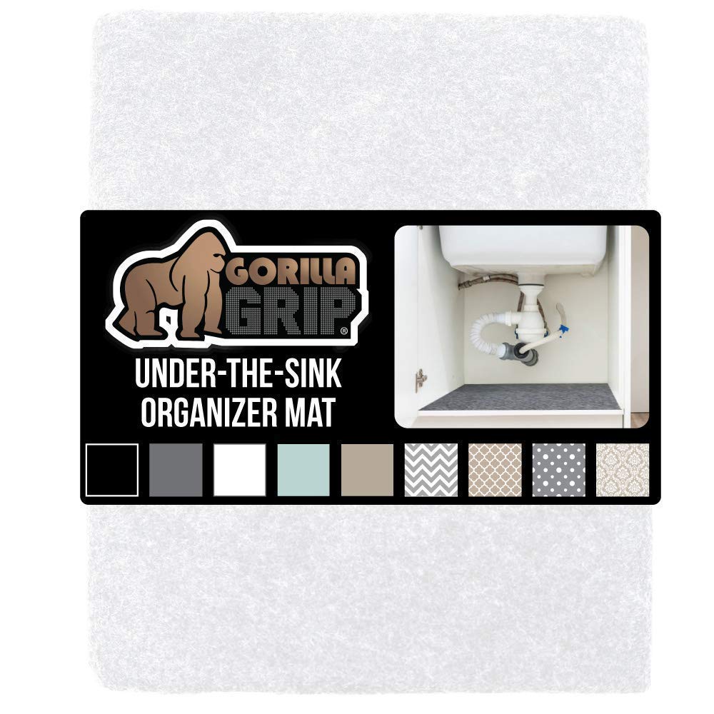 Gorilla Grip Drawer Liner and Under Sink Mat, Drawer Liner Size 17.5x20, and Under Sink Mat Size 24x30, Both in White, 2 Item Bundle