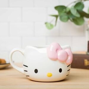 Silver Buffalo Sanrio Hello Kitty Pink Bow Ceramic 3D Sculpted Mug, 20 Ounces