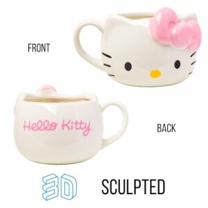 Silver Buffalo Sanrio Hello Kitty Pink Bow Ceramic 3D Sculpted Mug, 20 Ounces