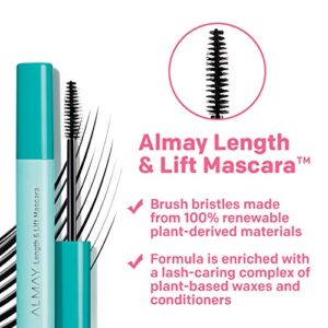 Almay Lenghthening Mascara,Volume & Lift, Eye Makeup, Hypoallergenic and-Fragrance Free, 010 Blackest Black, 0.24 Fl Oz