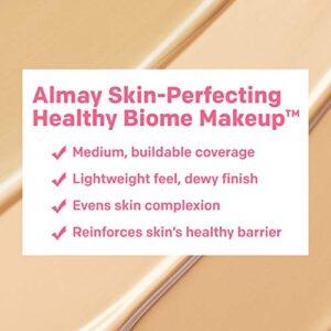 Almay Skin Perfecting Healthy Biome Foundation Makeup with Prebiotic Complex SPF 25, Hypoallergenic, -Fragrance Free, 130 Medium, 1 fl. oz.