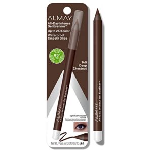 almay gel eyeliner, waterproof, fade-proof eye makeup, easy-to-sharpen liner pencil, 140 deep chestnut, 0.045 oz