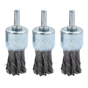 dgol 3 packs 1 inch twist wire knot cup brush with 1/4 inch round shank for drill, not for grinder, wire diameter 0.02 inch