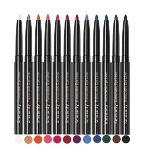 kmeamty gel eye liner pencil set, 12 colors retractable long-lasting smooth waterline eye liner lip liner eyeshadow - vegan, cruelty free