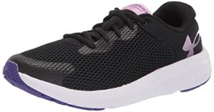 under armour womens grade school charged pursuit 2 bl running shoe, black/white, 5 big kid us