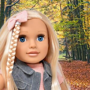 Gift Boutique 18 Inch Girl Doll, Fashion Doll with Fine Blonde Long Hair for Styling, Blue Eyes, Leather Boots, Denim Jacket Hair Bow Handbag, Doll Clothes and Accessories Princess Doll for Kids