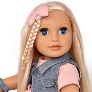 Gift Boutique 18 Inch Girl Doll, Fashion Doll with Fine Blonde Long Hair for Styling, Blue Eyes, Leather Boots, Denim Jacket Hair Bow Handbag, Doll Clothes and Accessories Princess Doll for Kids