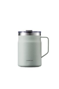 locknlock stainless steel double wall insulated with handle, lid, 16 oz, mint metro mug