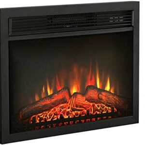 MATHROSE 26 Inch Electric Fireplace Insert LED 1400W/120V Embedded&Freestanding 3D Realistic Flame Effect Heater with Remote Control, Overheating Protection