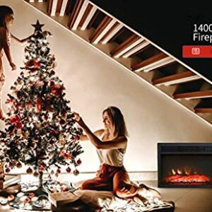 MATHROSE 26 Inch Electric Fireplace Insert LED 1400W/120V Embedded&Freestanding 3D Realistic Flame Effect Heater with Remote Control, Overheating Protection