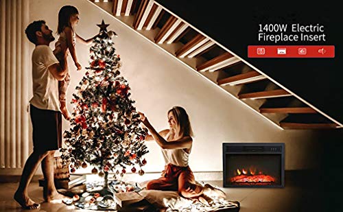 MATHROSE 26 Inch Electric Fireplace Insert LED 1400W/120V Embedded&Freestanding 3D Realistic Flame Effect Heater with Remote Control, Overheating Protection