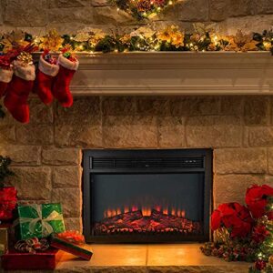 MATHROSE 26 Inch Electric Fireplace Insert LED 1400W/120V Embedded&Freestanding 3D Realistic Flame Effect Heater with Remote Control, Overheating Protection