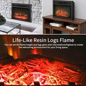 MATHROSE 26 Inch Electric Fireplace Insert LED 1400W/120V Embedded&Freestanding 3D Realistic Flame Effect Heater with Remote Control, Overheating Protection