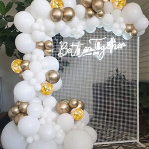 145pcs White Gold Balloon Garland Arch Kit 5, 10 Inch 12" White Gold Confetti Balloons Set for Birthday Baby Shower Wedding Graduation Mother's Day Christmas Party Decorations