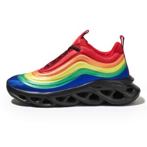 lucky step women's chunky platform tie dye rainbow sneakers tennis running fashion shoes(multi, 9 b(m) us)