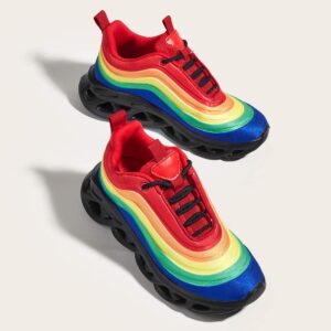 LUCKY STEP Women's Chunky Platform Tie Dye Rainbow Sneakers Tennis Running Fashion Shoes(Multi, 9 B(M) US)