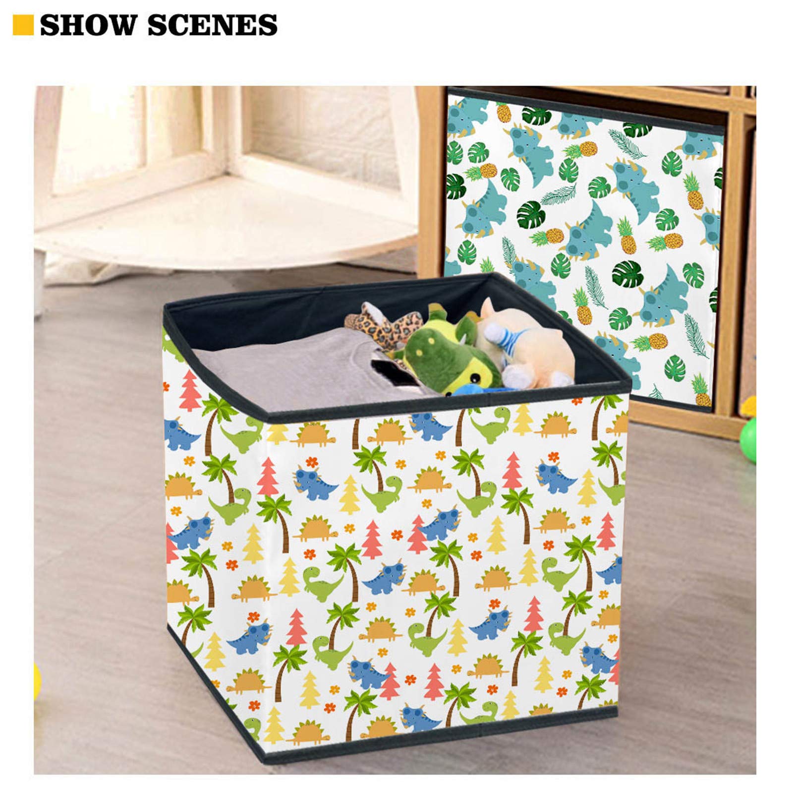 Dremagia Folding Storage Box Cube Aztec Horse Print Toy Chest Bin Organizer, 13 x 13 Inch