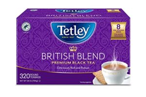 tetley british blend premium black tea, 320 tea bags, rainforest alliance certified, 320 count (pack of 1)