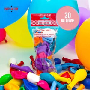 Party Factory Helium Tank for up to 30 Balloons incl. Latex Balloons, Helium Cylinder 7 cu. ft. Gas with filling quantity for Balloons, Ideal for Birthday Party, Wedding