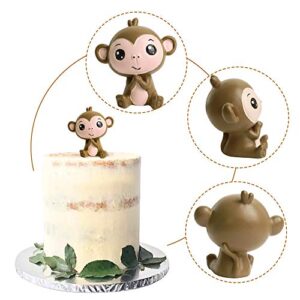 Ercadio 1 Pack Resin Monkey Cake Topper Little 3D Figurine Doll Jungle Animal Themed Baby Shower Kids Birthday Party Cake Decorations