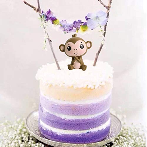 Ercadio 1 Pack Resin Monkey Cake Topper Little 3D Figurine Doll Jungle Animal Themed Baby Shower Kids Birthday Party Cake Decorations