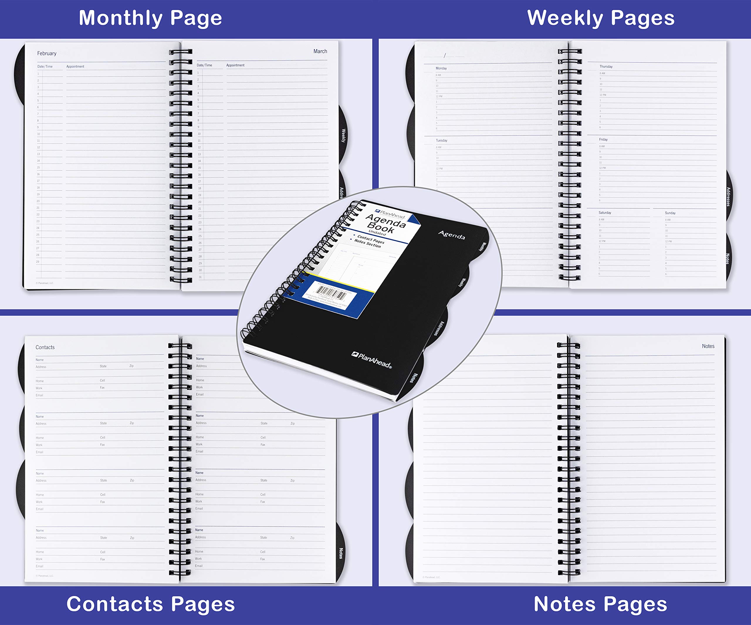 PlanAhead - Weekly & Monthly Undated Life Planner to Increase Productivity, Time Management and Hit Your Goals - Organizer Notebook & Productivity Journal, Start Any time, A5 Size, Last 1 Year, Black