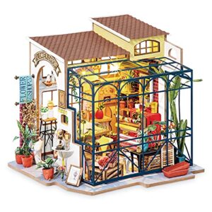 rolife diy miniature doll house kit with furniture for children adult wooden kits toy (emily's flower shop)