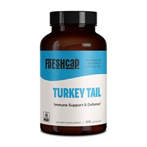 freshcap turkey tail mushroom supplements for immune & digestive health (120 capsules)