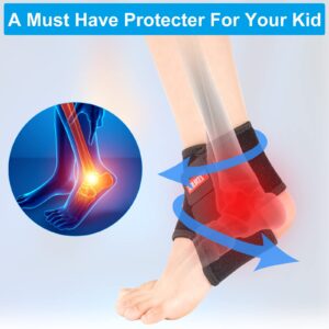 Kids Ankle Brace Supports Breathable Neoprene Ankle Stabilizer Adjustable Child Ankle Protector Wraps Sports Dance Foot Support Arch Supports for Sports Protection Ankle Sprain Joint Pain 2PCS