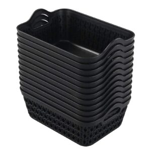 dehouse 12-pack mini plastic storage basket trays with handle, black