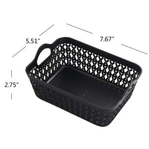 Dehouse 12-Pack Mini Plastic Storage Basket Trays with Handle, Black