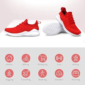 Slip On Sneakers for Women-Fashion Sneakers Walking Shoes Non Slip Lightweight Breathable Mesh Running Shoes Comfortable Red 8.5