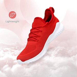 Slip On Sneakers for Women-Fashion Sneakers Walking Shoes Non Slip Lightweight Breathable Mesh Running Shoes Comfortable Red 8.5