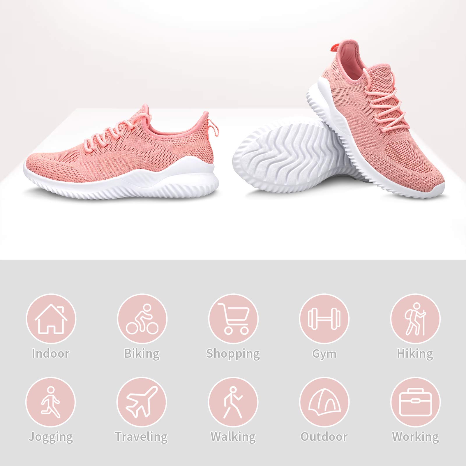 Flysocks Slip On Sneakers for Women-Fashion Sneakers Walking Shoes Non Slip Lightweight Breathable Mesh Running Shoes Comfortable Pink 9.5