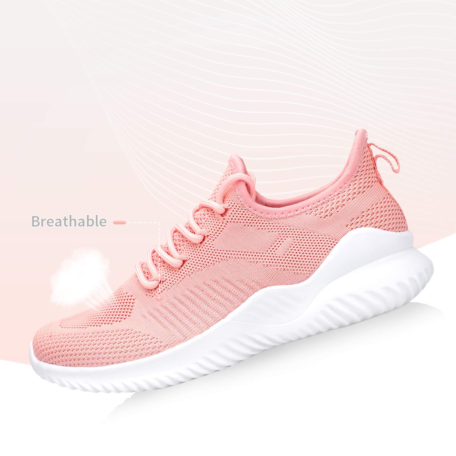 Flysocks Slip On Sneakers for Women-Fashion Sneakers Walking Shoes Non Slip Lightweight Breathable Mesh Running Shoes Comfortable Pink 9.5