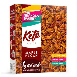 tgb maple pecans | 1g net carb keto snack | gluten free low carb candy nuts, 10 ounces