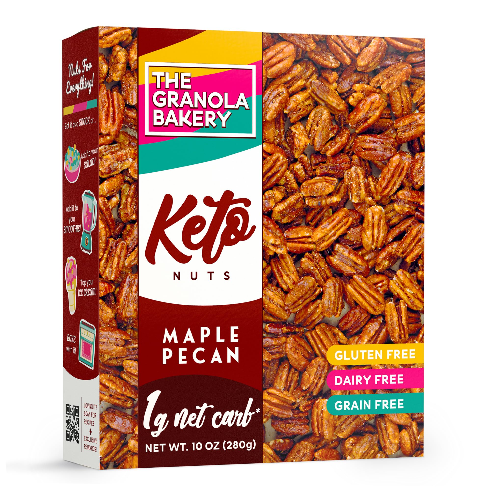 TGB Maple Pecans | 1g Net Carb Keto Snack | Gluten Free Low Carb Candy Nuts, 10 Ounces