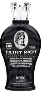 devoted creations filthy rich - luxurious dark bronzing formula with anti-orange technology and high levels of dha, natural, & cosmetic bronzers for immediate color 12.25 oz.