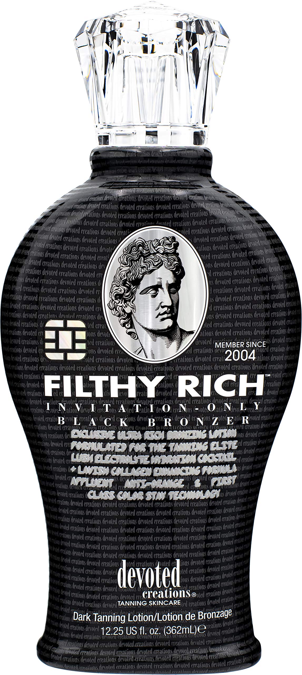 Devoted Creations Filthy Rich - Luxurious Dark Bronzing Formula with Anti-Orange Technology and High Levels of DHA, Natural, & Cosmetic Bronzers for Immediate Color 12.25 oz.