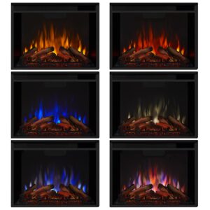 Real Flame Centennial Grande Electric Fireplace, Free-Standing with Mantel & Real Wood Finish - 6 Flame Colors, 5 Brightness Levels