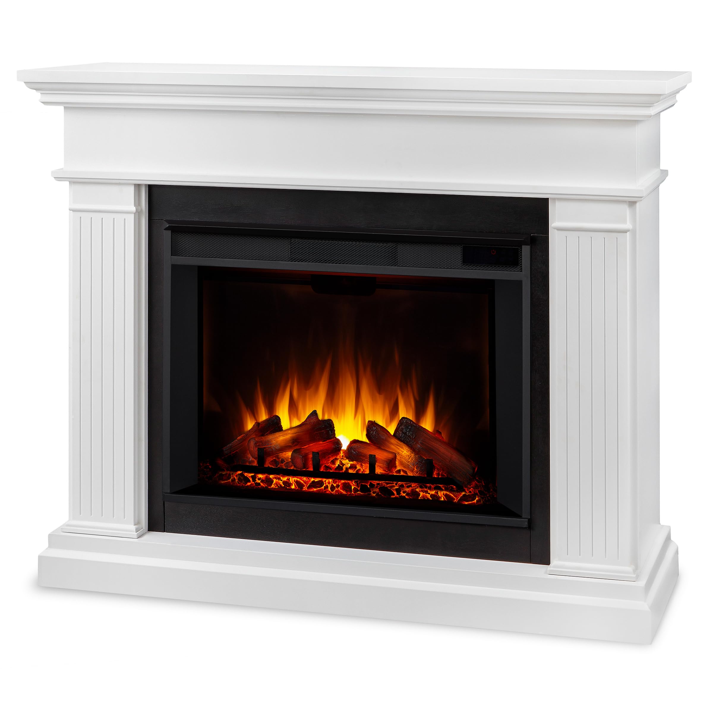 Real Flame Centennial Grande Electric Fireplace, Free-Standing with Mantel & Real Wood Finish - 6 Flame Colors, 5 Brightness Levels