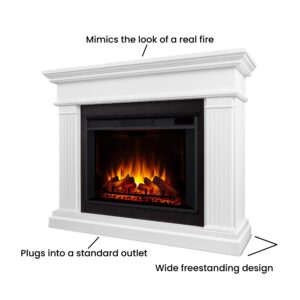 Real Flame Centennial Grande Electric Fireplace, Free-Standing with Mantel & Real Wood Finish - 6 Flame Colors, 5 Brightness Levels