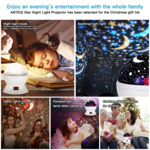 ANTEQI Star Night Lights Projector for Kids Star Glob Projection Nightlight with 17 Projection Modes and Timer for Baby Bedroom Ceiling Decor