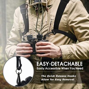 Binocular Harness Strap, Adjustable Stretchy, Camera Chest Harness with 2 Loop Connectors Cross Shoulder Strap with Quick Release, Fits for Carrying Binocular, Cameras, Rangefinders and More