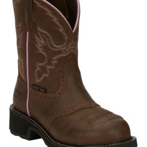 Justin Women's Wanette Western Work Boot Steel Toe Distressed Brown 7.5 M US