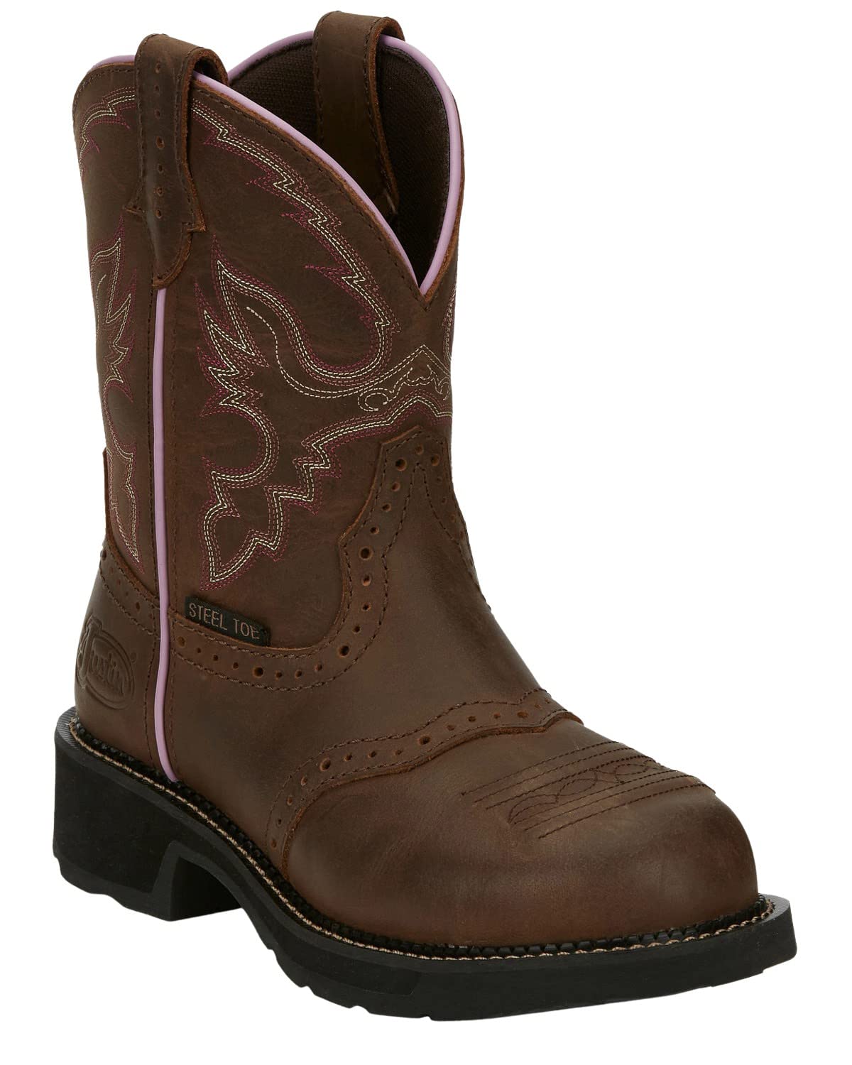 Justin Women's Wanette Western Work Boot Steel Toe Distressed Brown 7.5 M US