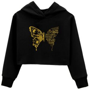 g-amber kids crop tops girls hoodies cute letters long sleeve fashion sweatshirts black butterfly