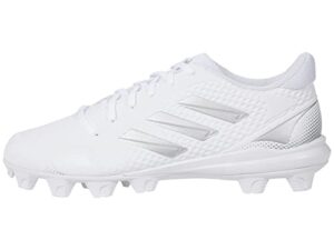 adidas women's purehustle 2 md baseball shoe, white/silver metallic/silver metallic, 10