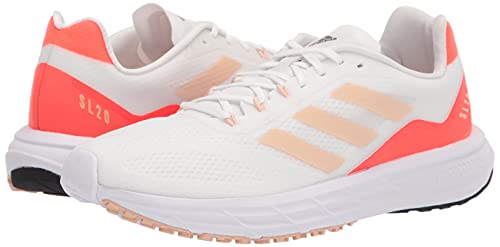 adidas Women's Sl20.2 Running Shoe, White/Halo Blush/Solar Red, 8.5