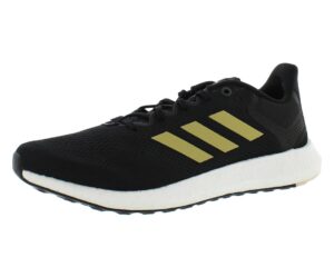 adidas women's pureboost 21 running shoe, black/gold metallic/grey, 10